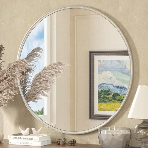 TETOTE Round Mirror 36 inch Brushed Nickel by TETOTE