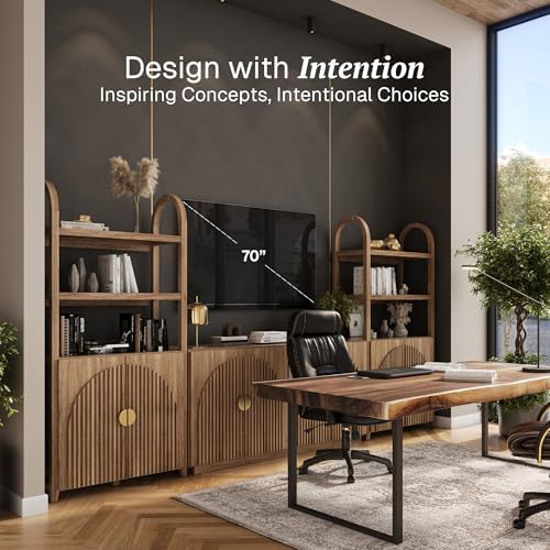 BELLEZE Stacked 133" Wall Unit 3-Piece Modular TV Stand - Image 3