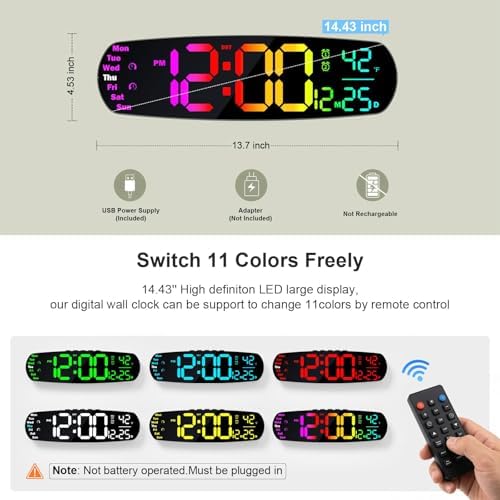ANALOI Large Digital Wall Clock - Image 2