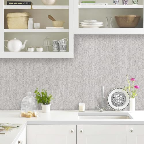 Grey Grasscloth Peel and Stick Wallpaper - Image 2