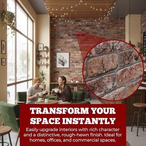 K&B Panels 3D Wall Panels, Rustic Brick Effect Styrofoam Wall Panelling Kit - Image 2