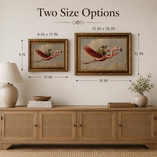 Gold Framed Funny Frog Flamingo Canvas Wall Art 9X11 inch - Image 4