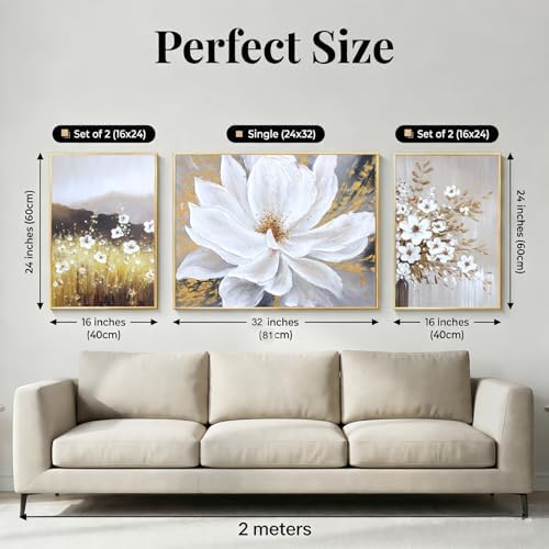 3-Panel Hand-Painted Boho Floral Wall Art - Image 4