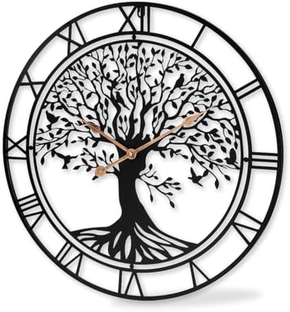 Dankeit Tree of Life Wall Clock, 24Inch Metal Black Family Tree Oversized Wall - Image 4