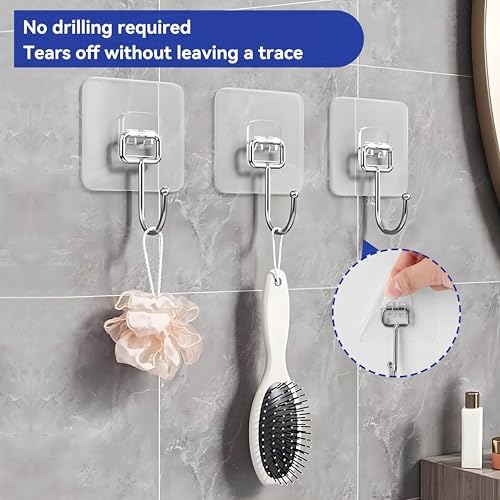 20 Pack Large Sticky Hooks for Hanging Heavy Duty, Wall Hooks Adhesive - Image 5