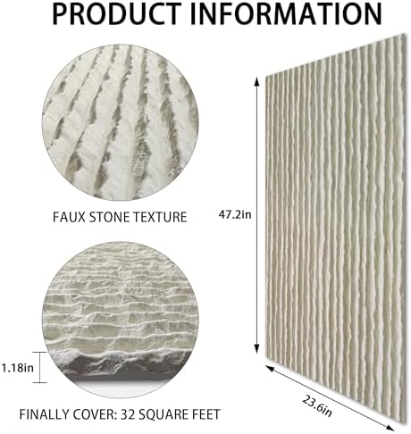 KASARO 3D Faux Stone PU Wall Panels, 3 Pack Flowstone White - Image 4