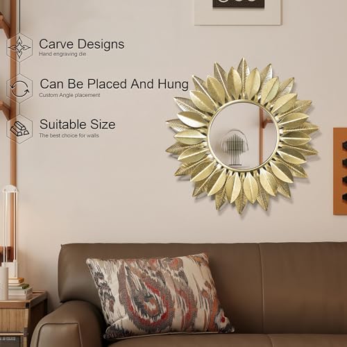 Wall Mirrors Decorative 30" Country-Style Gold Round Mirrors - Image 4