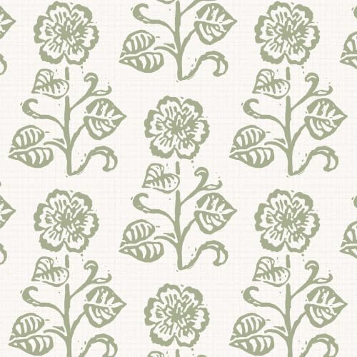 Dimoon Vintage Peel and Stick Wallpaper Sage Green Floral Contact Paper by DIYYOURMOON