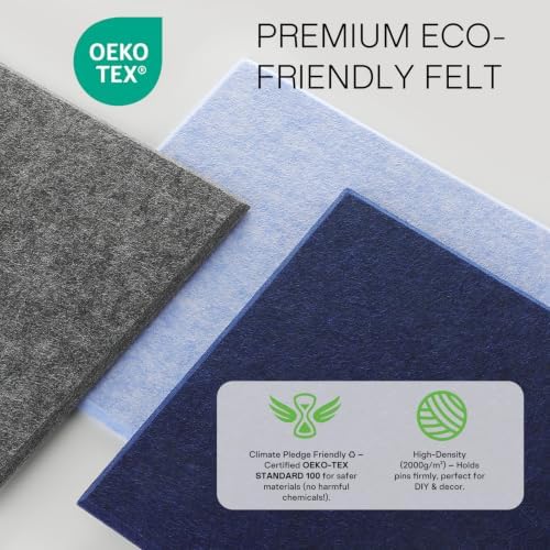 MaxGear Felt Bulletin Board 36" x 24", Light Blue Felt Wall Tiles Push Pins - Image 2