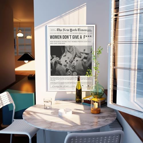 Vintage Black And White Wall Art 16x20in White Framed Trendy Girly Newspaper - Image 3