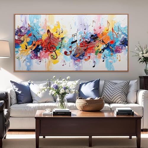 Large Abstract Wall Art For Living Room Colorful Musical Note Canvas Art Wall - Image 2