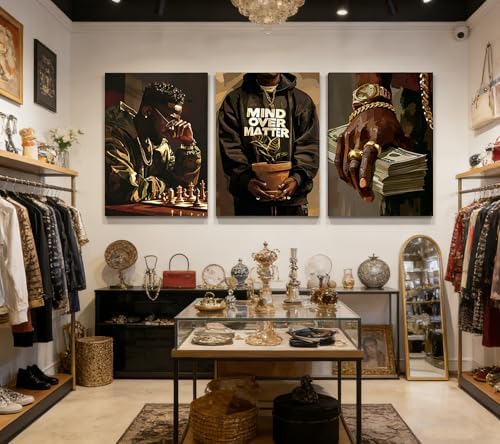 3Pcs Trendy Black Man Canvas Wall Art, Luxury African American Painting - Image 4