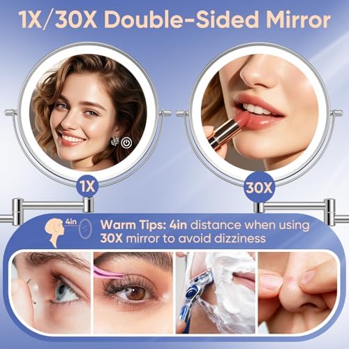 FUNTOUCH 9" Rechargeable Wall Mounted Makeup Mirror - Image 2