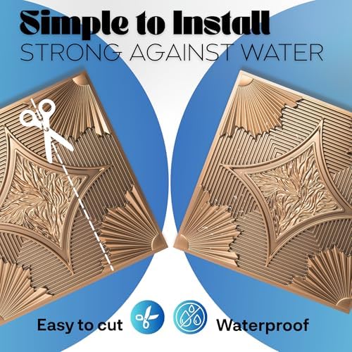 Art3d PVC Drop Ceiling Tiles 24x24 in, 48 Sq.Ft, Classic Bronze - Image 4