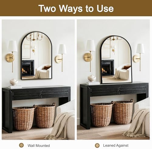 FGU Arched Bathroom Mirror for Over Sink 30"x20" Black Vanity Mirror - Image 7