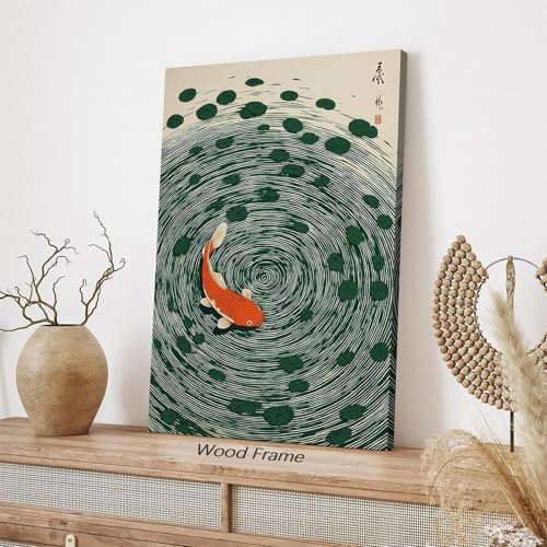 Japanese Koi Fish Framed Poster Oriental Asian Lucky Carp Canvas Wall Art 16x20 - Image 6