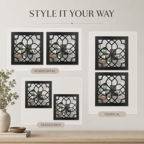 Set of 2 Boho Square Wall Mirrors - Image 6