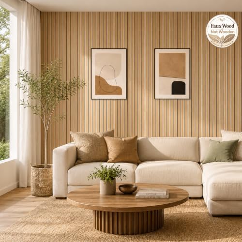Peel and Stick PVC Slat Wall Panel, 3D Faux Oak, 15.8" x 118" - Image 5