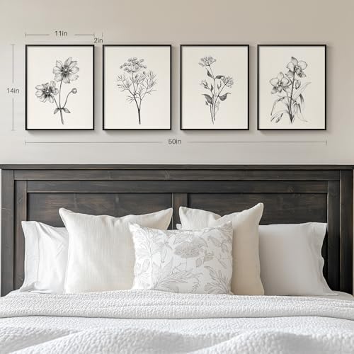 Framed Black and White Floral Wall Art by Cuspin