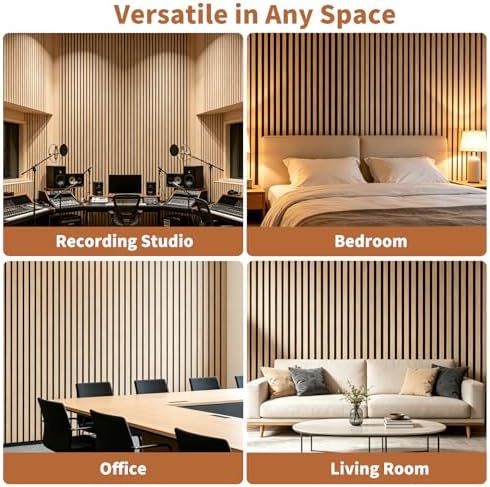 4PCS Wood Slat Acoustic Panels, Self-Adhesive Upgrade Soundproof Wall Panels - Image 4