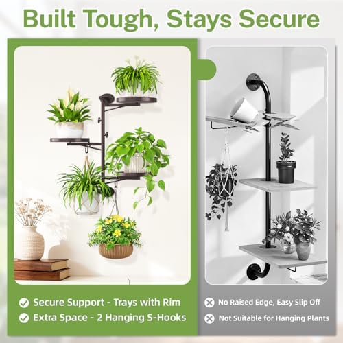 iDavosic.ly Wall Plant Holder, Rotating Floating Window Shelf 3-Tier Bronze - Image 5