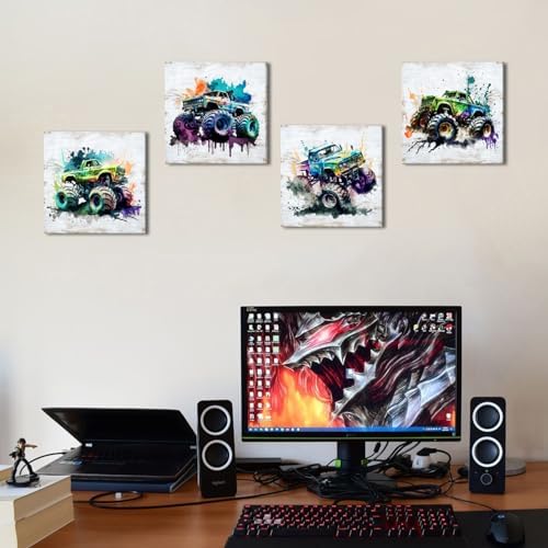 Rustic Monster Truck Wall Art Car Room Wall Decor - Image 2