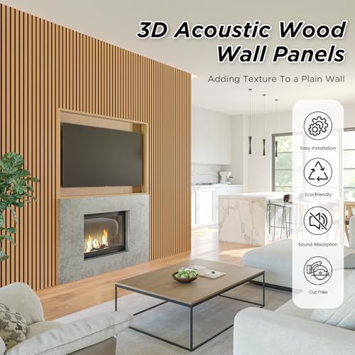 SMARTSTANDARD 2 Pack 106" x 12.6" Wood Slat Wall Panels, Light Brown - Image 4
