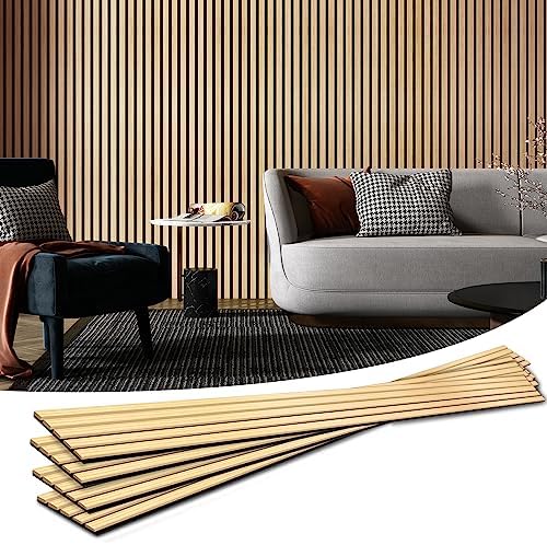 Art3d 4-Pack Soundproof Wood Slat Wall Panels, 94.5 x 7.9 Inch by Art3d