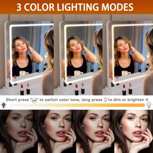 Hasipu Vanity Mirror with Lights, 31.5" x 22" LED Makeup Mirror, Lighted Makeup - Image 3