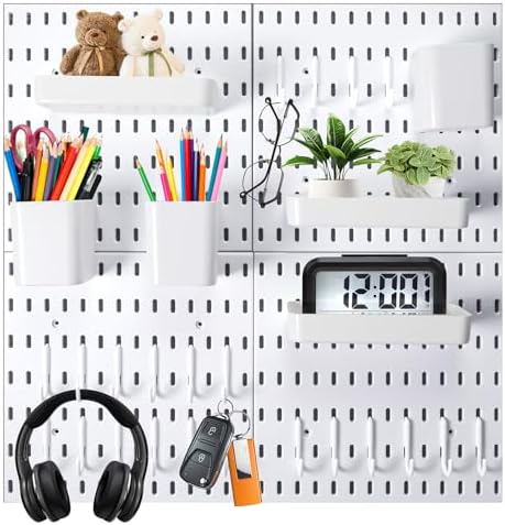 Wall Mount Peg Board Organizer 45pcs Kit, 4 Panels, Pegboard Wall Organizer by Unknown