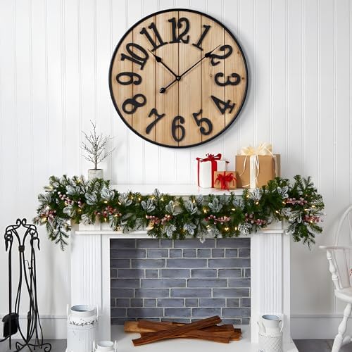 Large Wall Clock 24IN, Silent Metal Wood Style Wall Clocks Battery Operated - Image 6