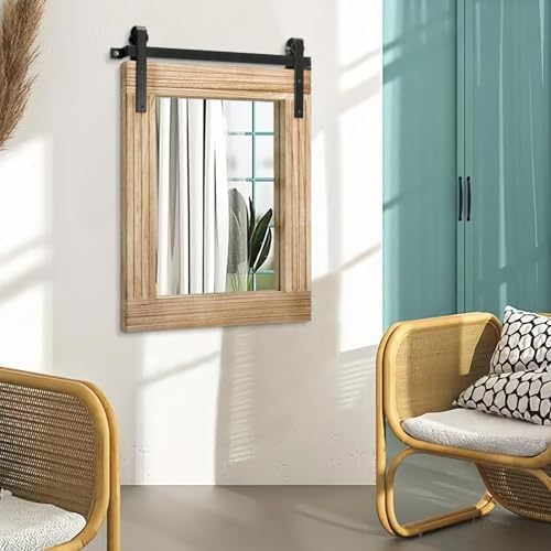 AAZZKANG Rustic Mirrors for Wall Large 26"x18" Rectangle Wood Frame Mirror - Image 4