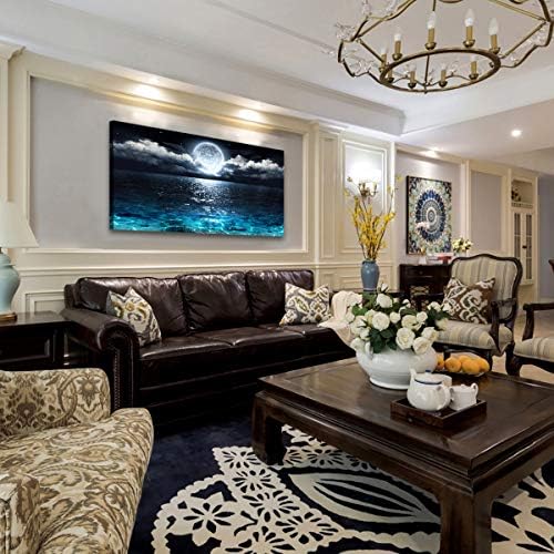 Wall Art Moon Sea Ocean Landscape Picture Canvas Wall Art Print Paintings - Image 4