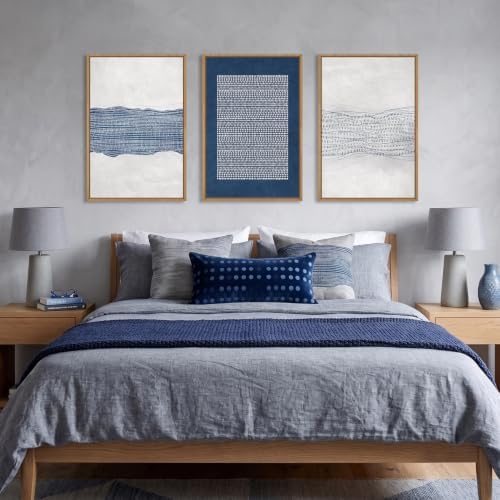 Aryroi Navy Blue and White Abstract Framed Canvas Wall Art Set- 24"x36"x3 - Image 4