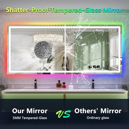 68x38 LED Bathroom Mirror with Lights, RGB Backlit Lighted Mirror - Image 6
