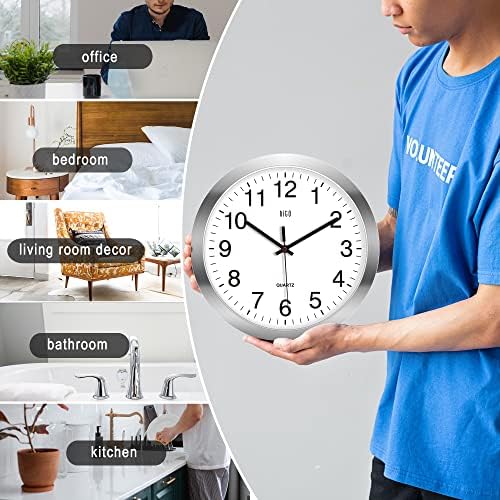HITO 10 Inch Silent Wall Clock 12 Inch Silent Wall Clock Battery Operated Non - Image 6
