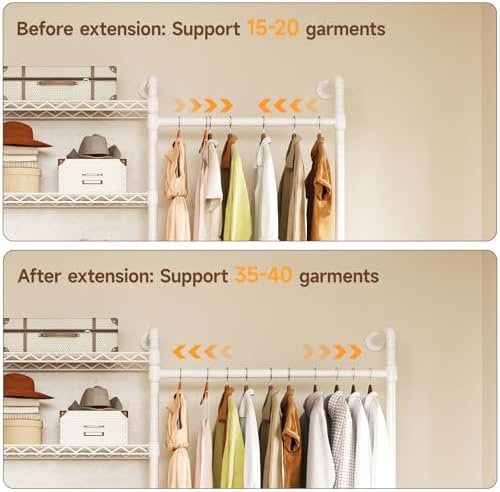 ONBRILL L3 Wall Mounted Metal Pipe Closet System Heavy Duty Garment Rack - Image 3