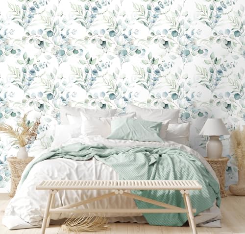 HAOKHOME Green Peel and Stick Wallpaper Bathroom Botanical 17.3in x 19.6ft - Image 2