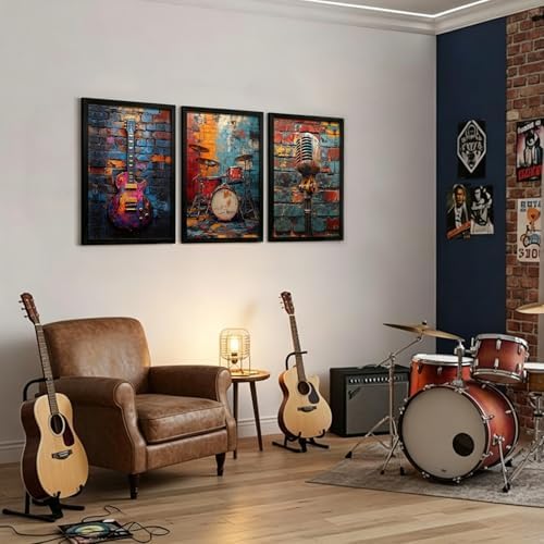 NCCXNCC 3Pcs Black Frame Music Theme Canvas Wall Art 16x24 inch Painting - Image 3