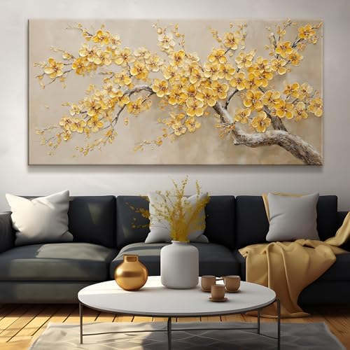 Large Wall Art Decor 29"x58" Yellow Flower Tree Wall Art - Image 2
