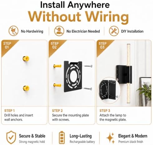 Battery Operated Wall Sconces Set of 2, Rechargeable Wireless Wall Lights - Image 4