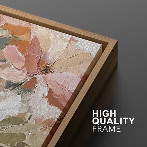 MUDECOR Framed Canvas Print Wall Art Blush Floral Abstract Neutral Botanical - Image 6