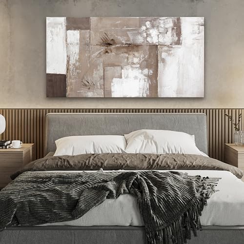 YISXINOAG Brown Grey White Abstract Wall Art Modern Fantasy Canvas 24"X48" - Image 5