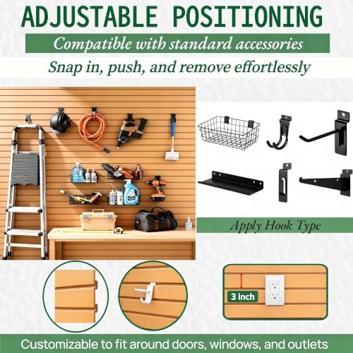 Slat Wall Paneling 4x2 ft Garage Organizer Storage Systems, Heavy Duty PVC - Image 2