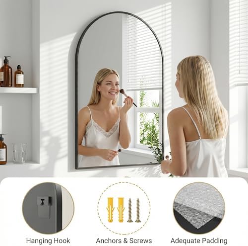 Antok Arched Bathroom Mirror, Vanity Mirrors - Image 5