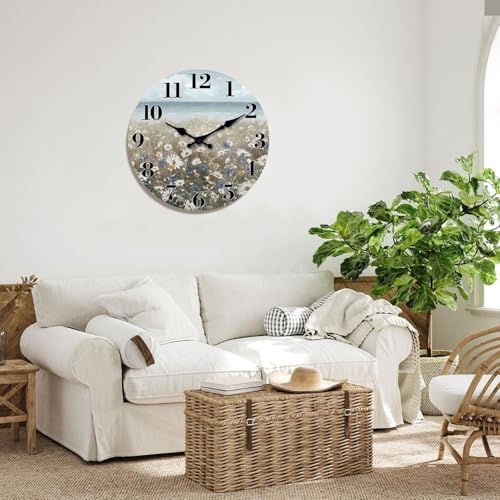 XFM 12 Inch Vintage Daisy Wildflowers Wall Clocks Battery Operated - Image 5