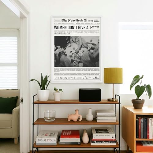 Vintage Black And White Wall Art 16x20in White Framed Trendy Girly Newspaper - Image 4