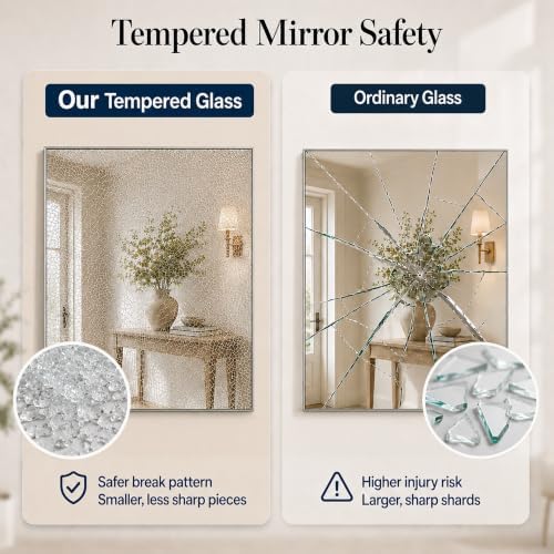 30"x36" Brushed Nickel Framed Rectangle Bathroom Vanity Wall Mirror - Image 6