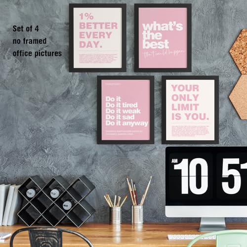 DSHFG Motivational Inspirational Office Wall Art Decor Pink Prints 4Pcs - Image 5
