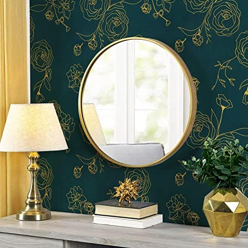 Safiyya 196"x17.3" Peel and Stick Wallpaper Gold and Teal Green Contact Paper - Image 3